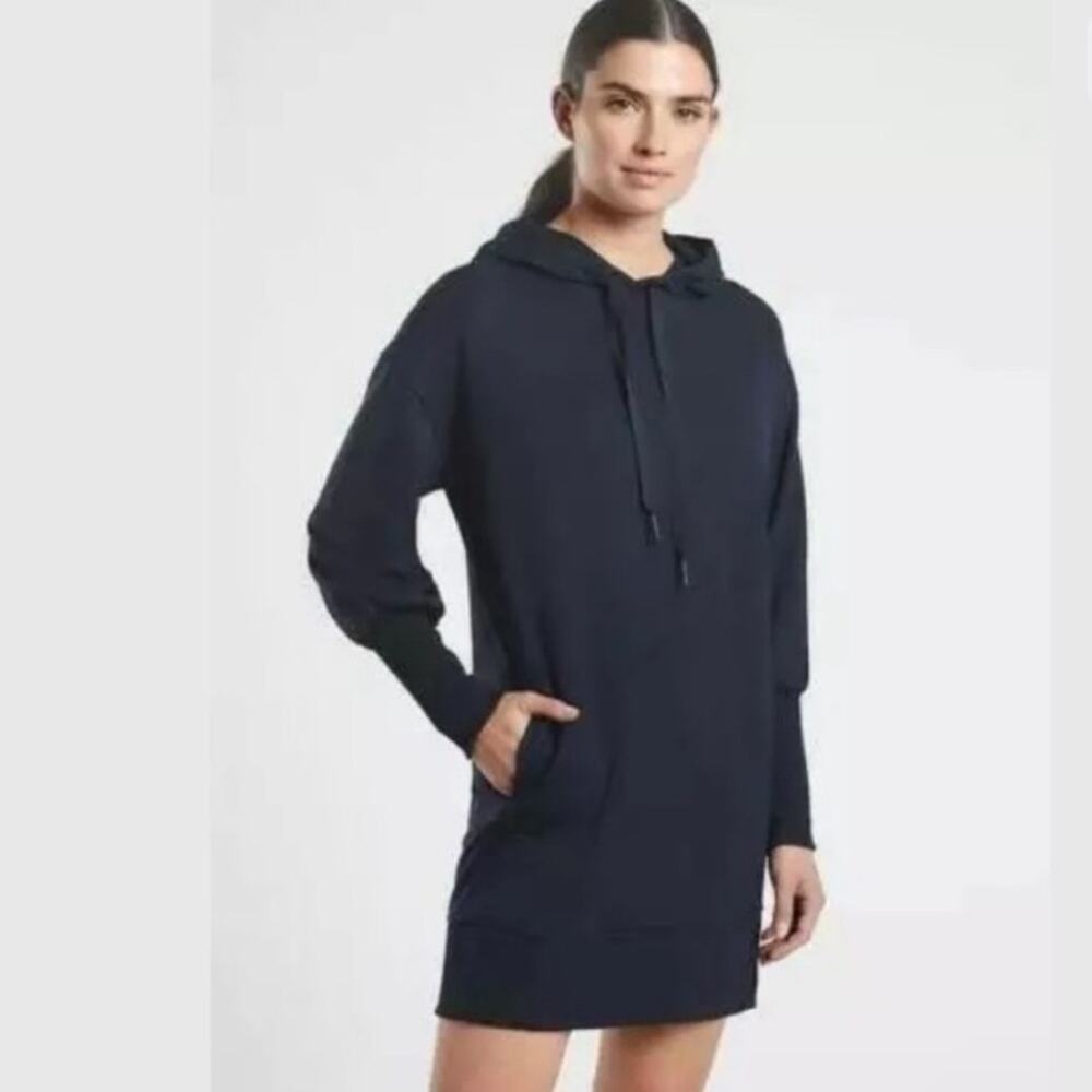 Athleta Navy blue Hoodie dress/tunic XS